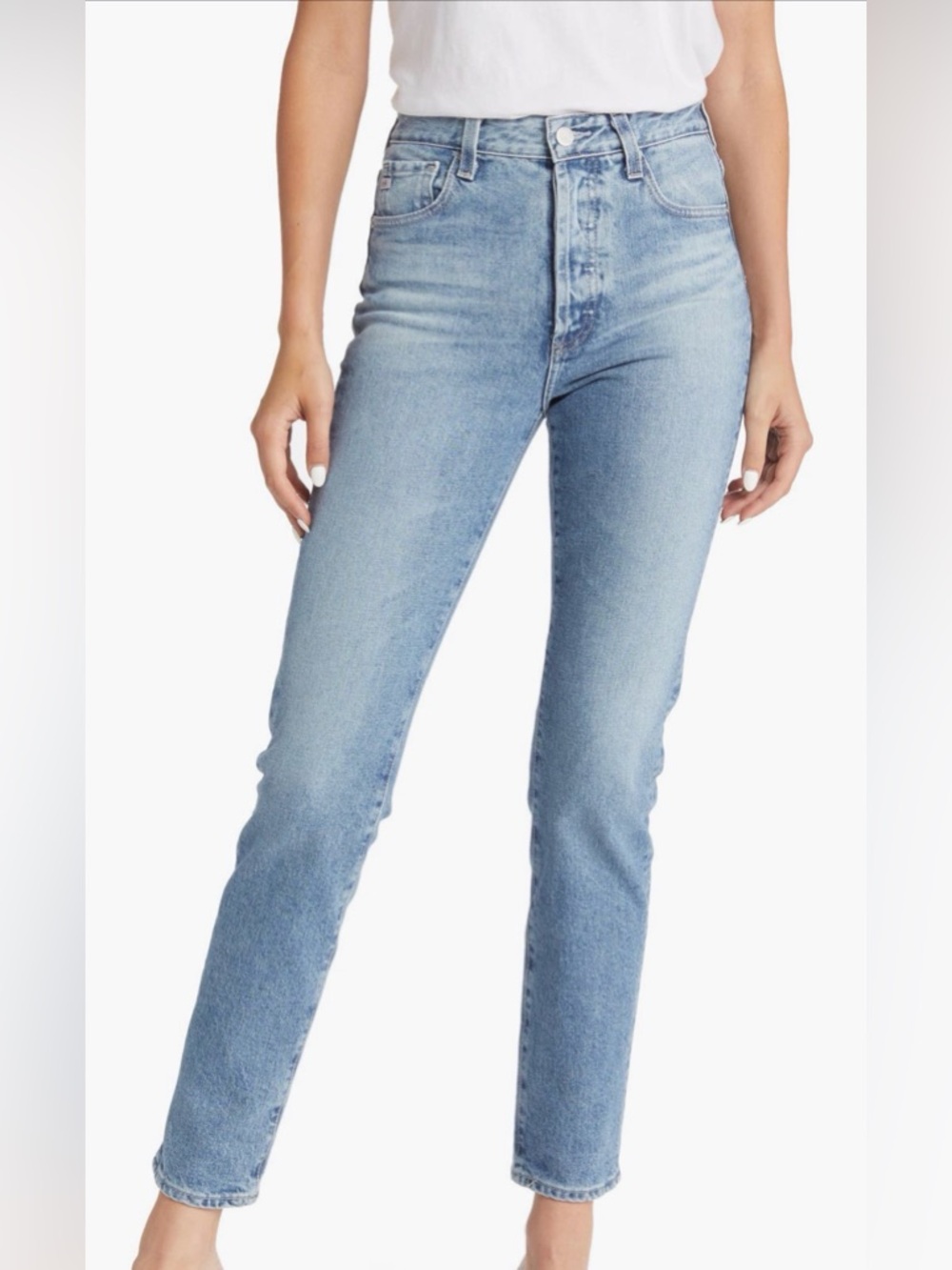 AG light blue Alexxis slim jeans size 25 button fly high waist straight leg